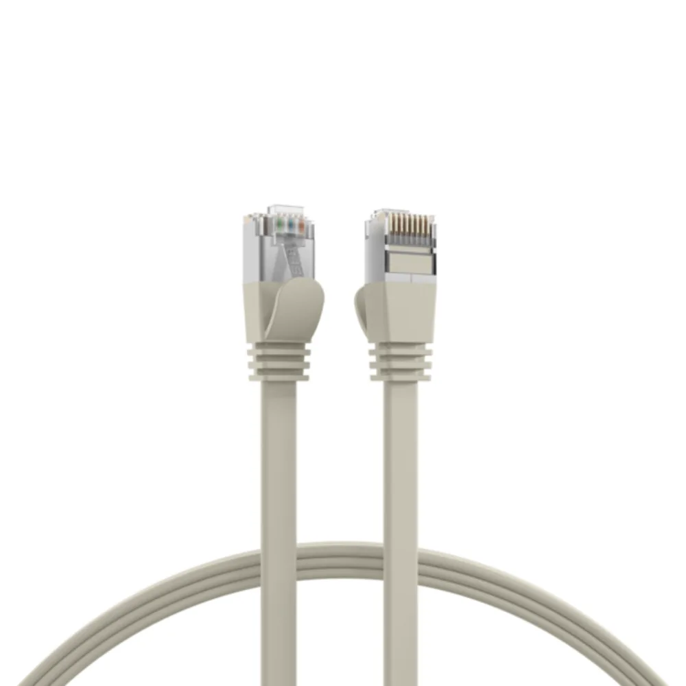 Patchkabel RJ45 Flachpatchkabel Cat.6A U/FTP PVC, grau 2m - 1 VPE = 10 Stï¿½ck fra EFB Elektronik – produktbillede
