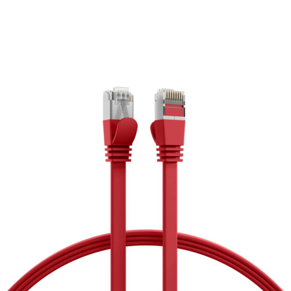 Patchkabel RJ45 Flachpatchkabel Cat.6A U/FTP PVC, rot 0,5m - 1 VPE = 10 Stï¿½ck fra EFB Elektronik – produktbillede