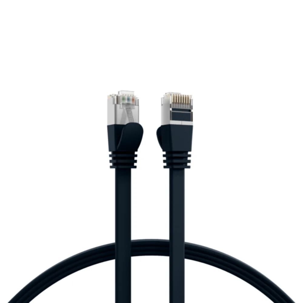 Patchkabel RJ45 Flachpatchkabel Cat.6A U/FTP PVC, schwarz 5m - 1 VPE = 10 Stï¿½ck fra EFB Elektronik – produktbillede