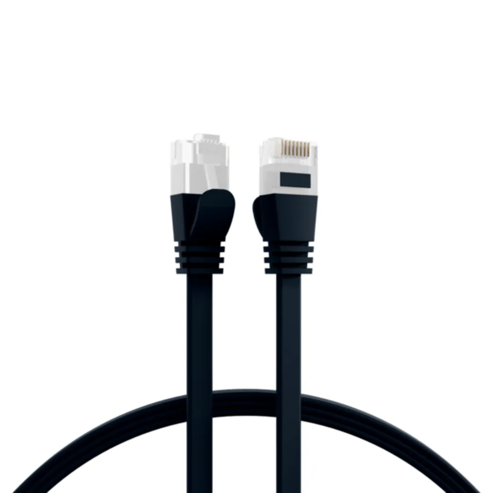 Patchkabel RJ45 Flachpatchkabel Cat.6A U/UTP PVC, schwarz 2m - 1 VPE = 10 Stï¿½ck fra EFB Elektronik – produktbillede