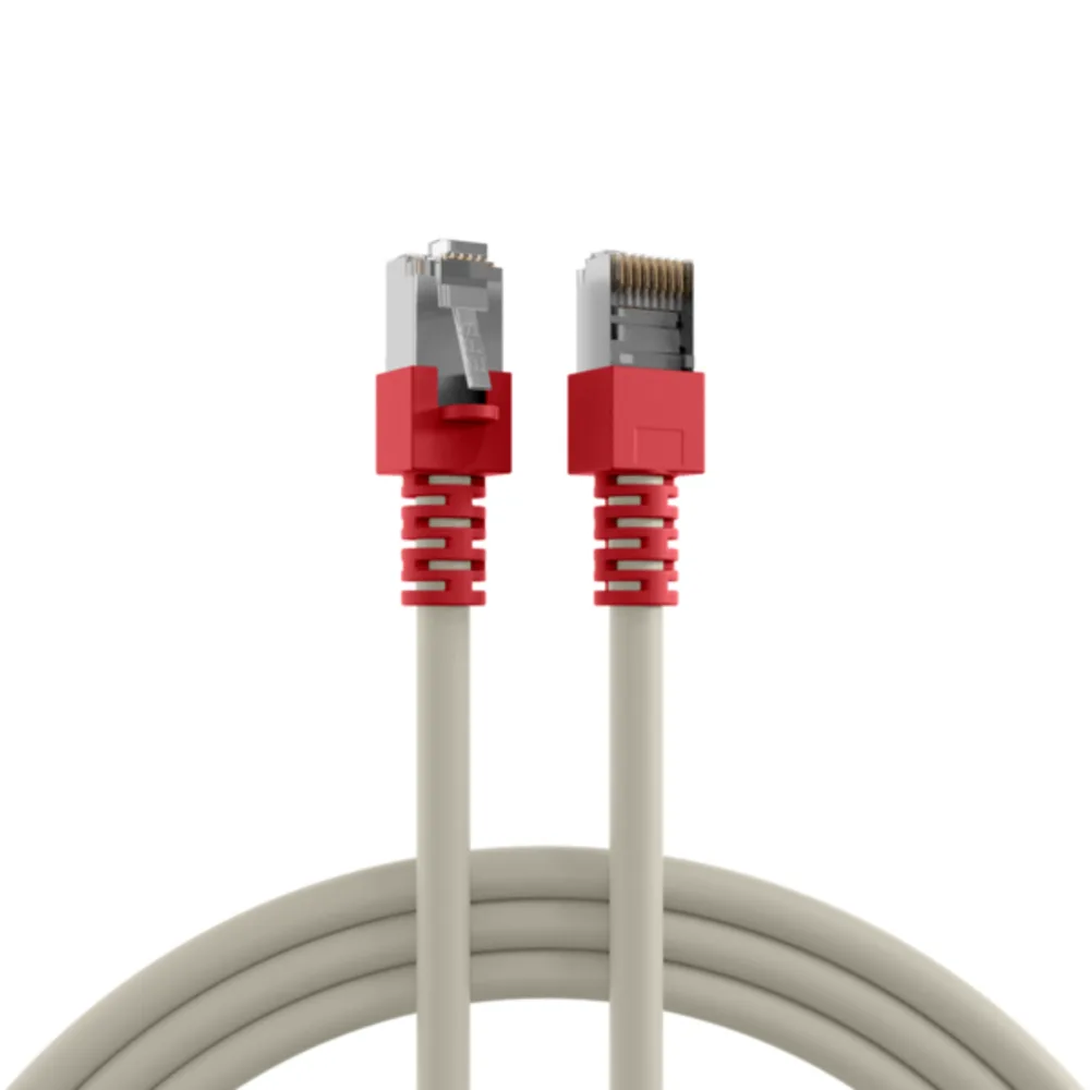 Patchkabel RJ45 Patchkabel Cat.5e SF/UTP PVC, Tülle rot CCA crossed 5m - 1 VPE = 10 Stï¿½ck fra EFB Elektronik i Grå – produktbillede