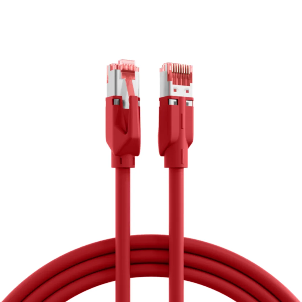 Patchkabel RJ45 Patchkabel Cat.6A S/FTP LSZH, Draka UC900 TM21 2m - 1 VPE = 5 Stï¿½ck fra EFB Elektronik i Rød – produktbillede