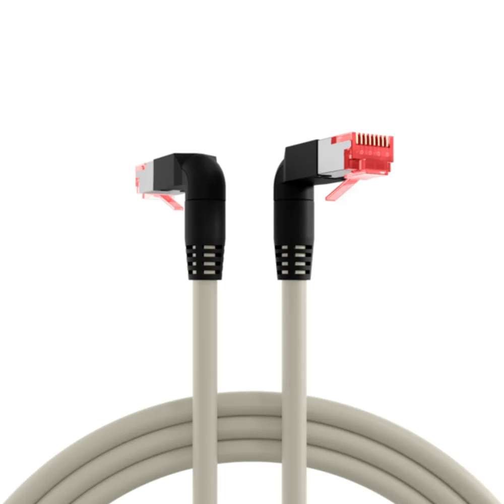 Patchkabel RJ45 Patchkabel Cat.6A S/FTP LSZH, Draka UC900 TM21 2x90° grau 0,5m - 1 VPE = 10 Stï¿½ck fra EFB Elektronik – produktbillede