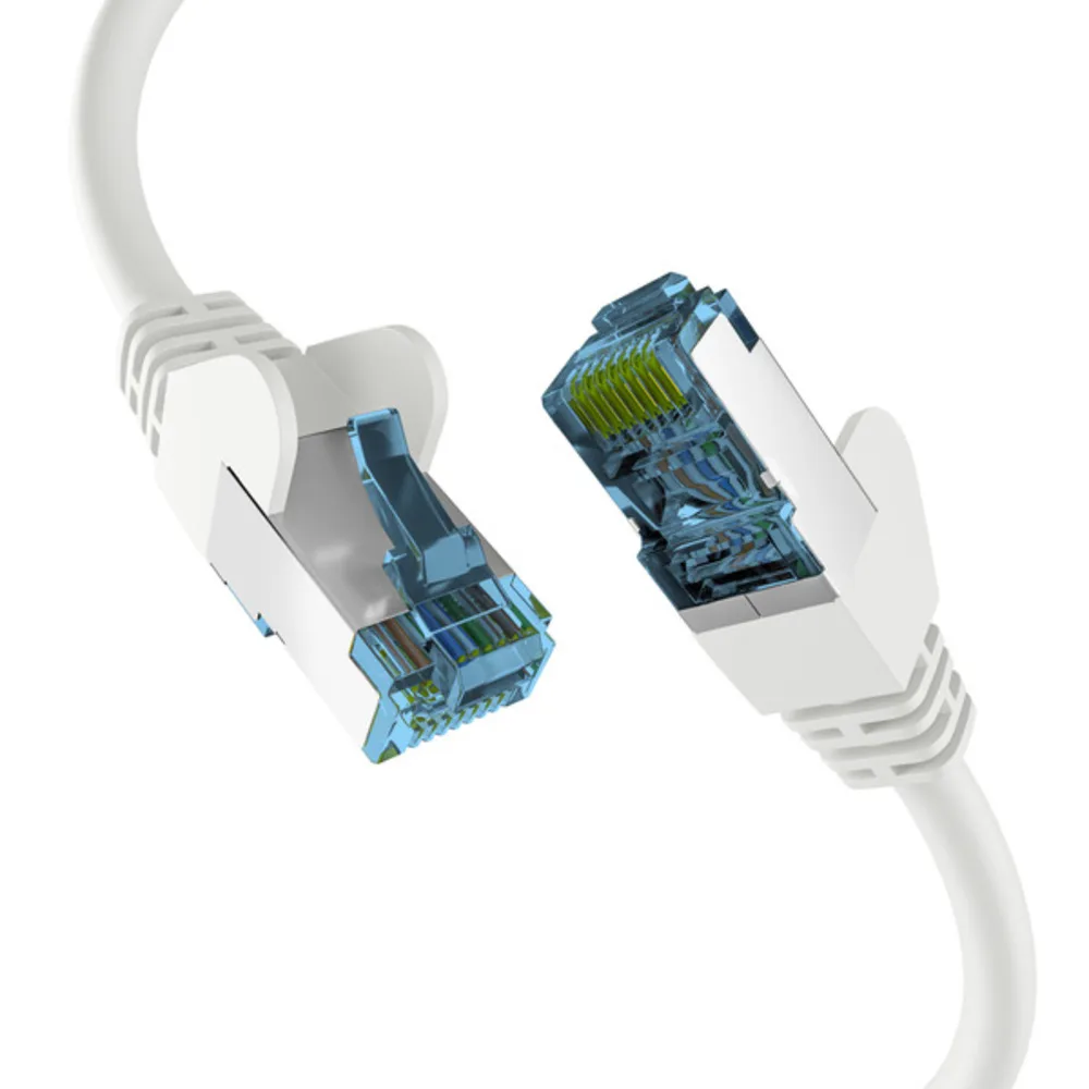 Patchkabel RJ45 PATCHKABEL mit CAT7 ROHKABEL WEISS 0,5m, S/FTP PIMF Netzwerkkabel LAN DSL - 1 VPE = 10 Stï¿½ck de EFB Elektronik – photo produit