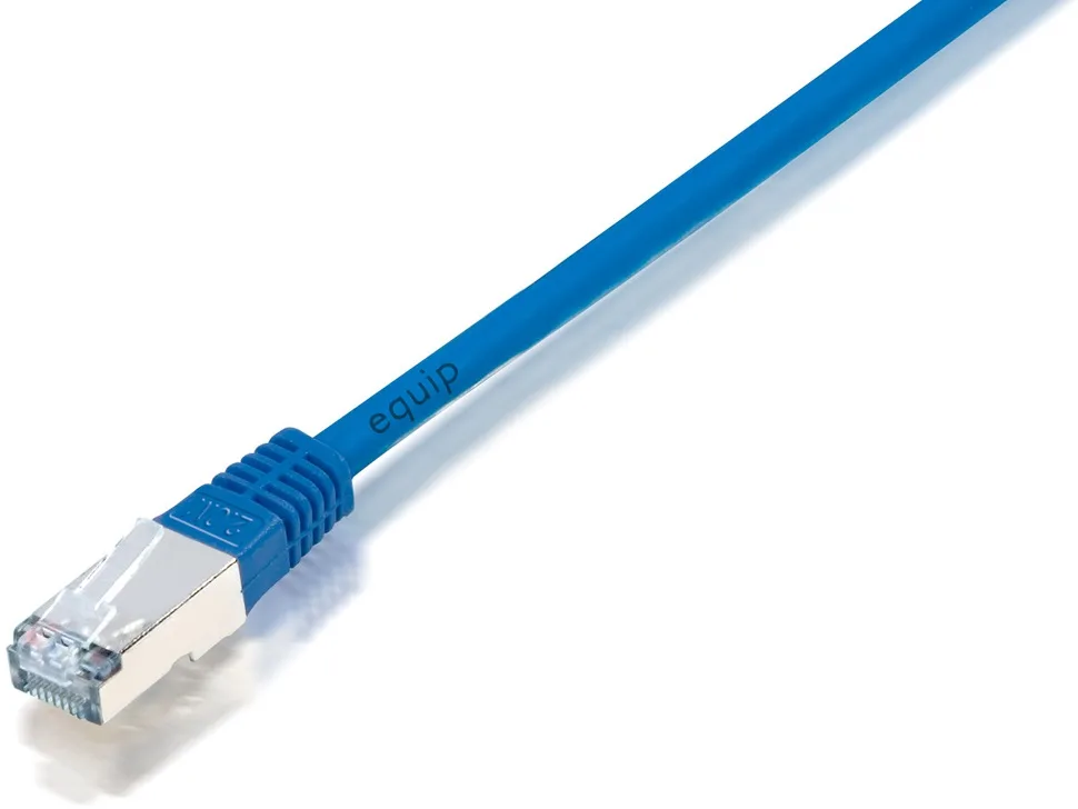 Patchkabel Cat5e F/UTP 2xRJ45 0.50m blau PVC Polybeutel från Equip – produktbild