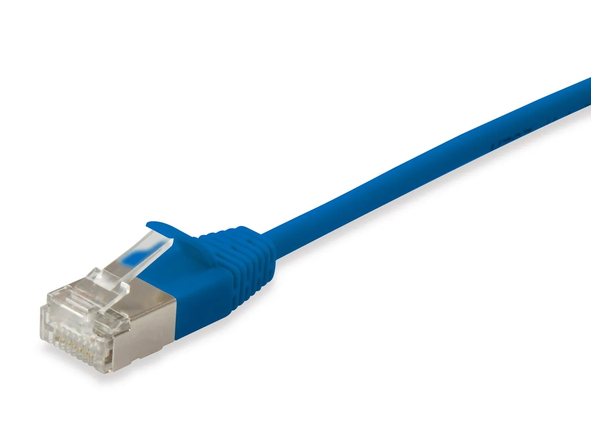 Patchkabel Cat6A SlimFlex F/FTP 0.15m blau LSZH 2xRJ45 Polybeutel de Equip – photo produit