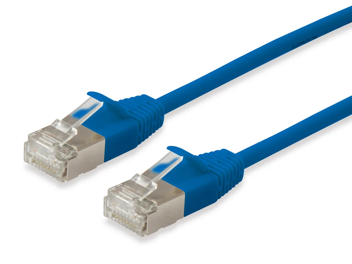 Patchkabel Cat6A SlimFlex F/FTP 0.50m blau LSZH 2xRJ45 Polybeutel by Equip – product photo
