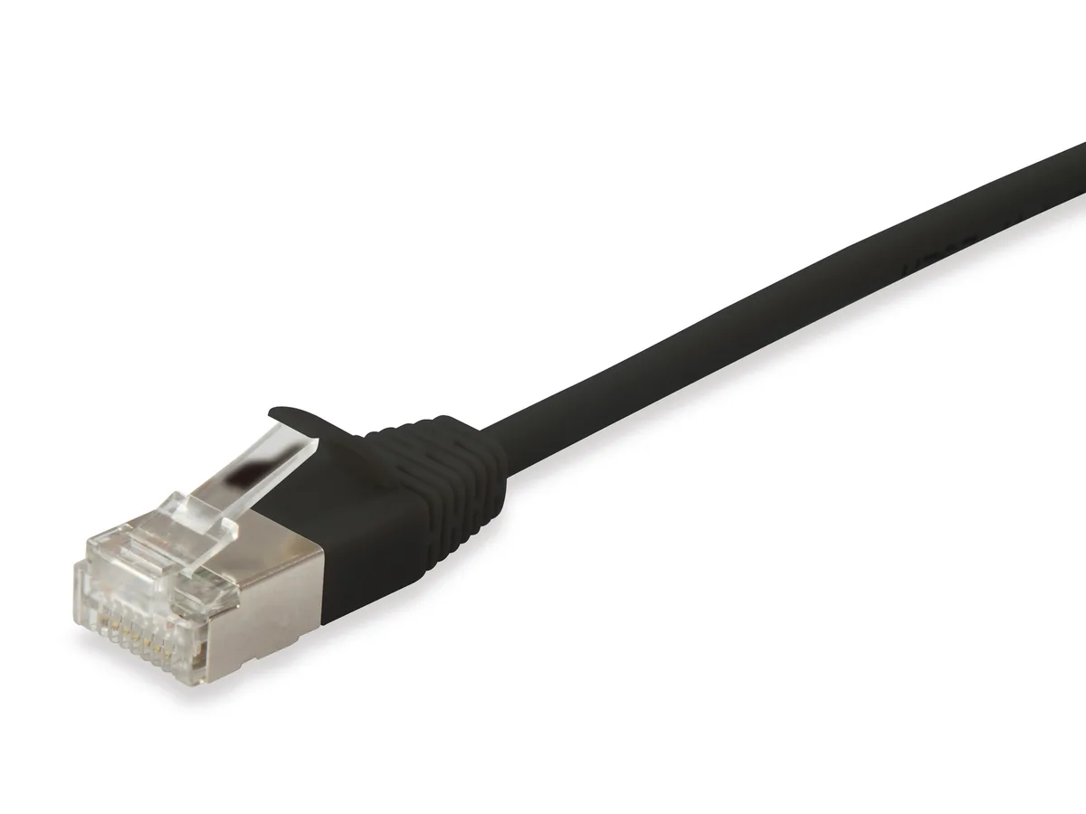 Patchkabel Cat6A SlimFlex F/FTP 1.50m schw.LSZH 2xRJ45 Polybeutel de Equip – photo produit