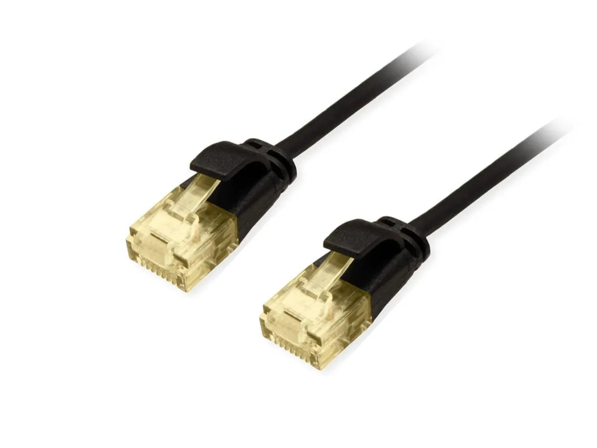 Patchkabel Cat6A SlimFlex U/UTP 2.00m schw.LSZH 2xRJ45 Polybeutel van Equip – productfoto