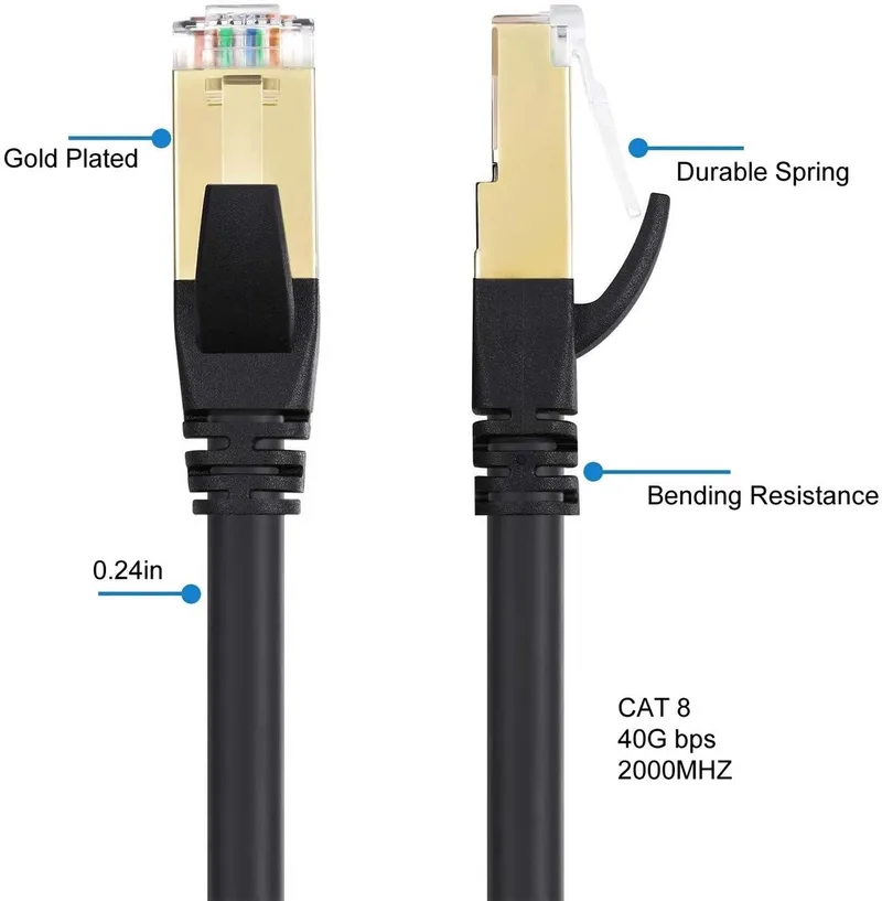 1 meter Cat 8 kabel från Gembird i Svart – produktbild