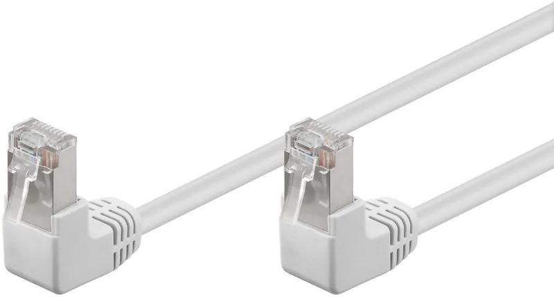 CAT 5e netwerkkabel 0,25 m F/UTP met CCA-geleider, 2x RJ45-stekkers 90° haaks voor kleine ruimtes by Goobay in White – product photo