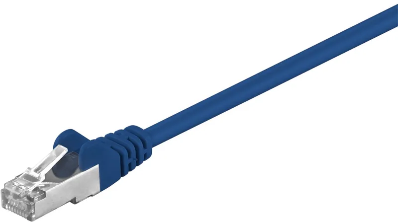 CAT 5e netwerkkabel 0,25 m SF/UTP met dubbele afscherming en CCA-geleider, RJ45-pluggen met vergulde contacten de Goobay en Bleu – photo produit