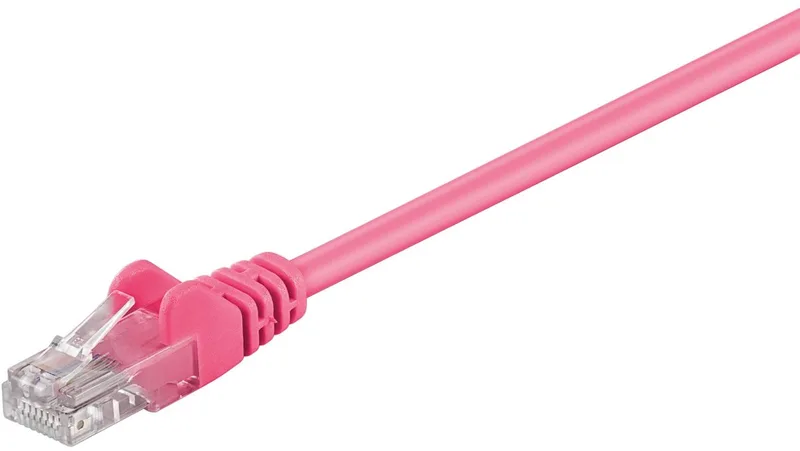 CAT 5e netwerkkabel 3 m U/UTP met CCA-geleider, RJ45-pluggen met knikbeveiliging, voor Gigabit Ethernet från Goobay i Magenta – produktbild
