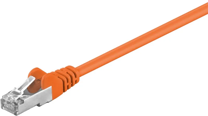 CAT 5e netwerkkabel 5 m F/UTP met folieafscherming en CCA-geleider, RJ45-pluggen met vergulde contacten von Goobay in Orange – Produktfoto