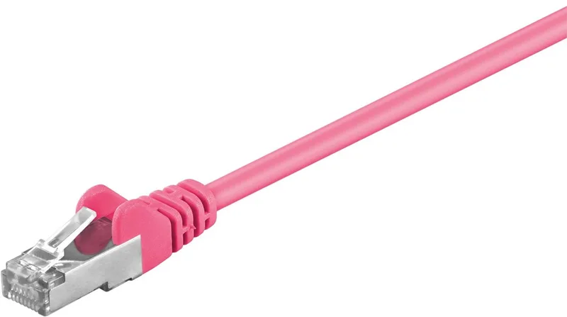 CAT 5e netwerkkabel, SF/UTP, 3 m, met koper beklede aluminium geleider (CCA) från Goobay i Magenta – produktbild