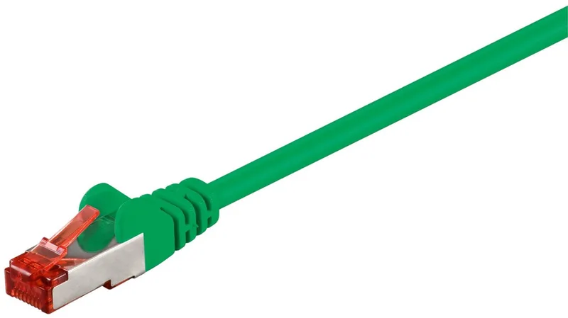 CAT 6 netwerkkabel 1,5 m S/FTP met CCA-geleider, RJ45-connectoren met knikbeveiliging, voor Gigabit Ethernet från Goobay i Grön – produktbild
