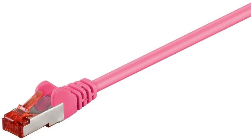 CAT 6 netwerkkabel 1,5 m S/FTP met CCA-geleider, RJ45-connectoren met vergrendelingsbeveiliging de Goobay en Magenta – photo produit
