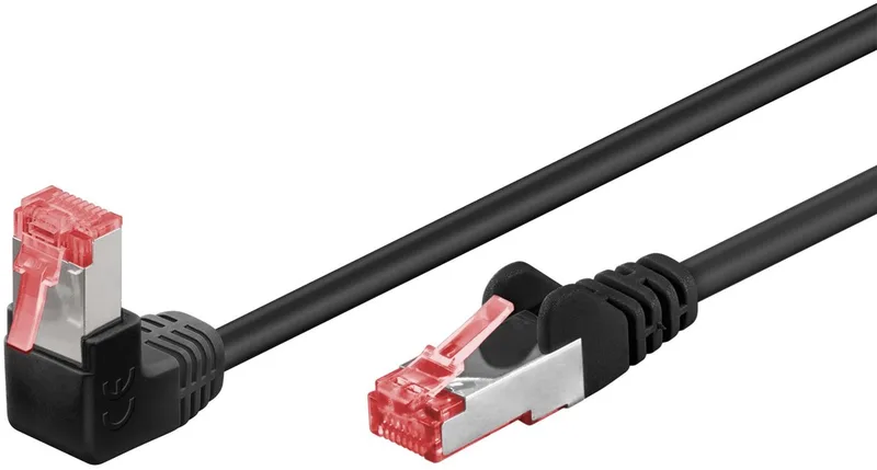 CAT 6 netwerkkabel, 3 m, 1x 90° haaks, S/FTP de Goobay en Noir – photo produit