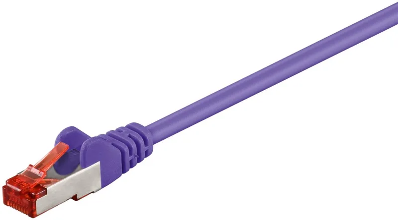 CAT 6 netwerkkabel, S/FTP, 0,25 m, met koper beklede aluminium geleider (CCA) van Goobay in Paars – productfoto
