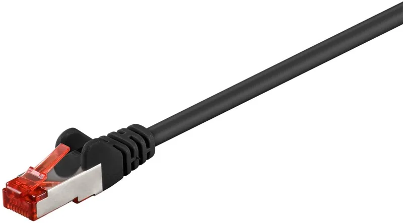 CAT 6 netwerkkabel, S/FTP, 3 m, kopergeleider, halogeenvrije kabelmantel (LSZH) van Goobay in Zwart – productfoto