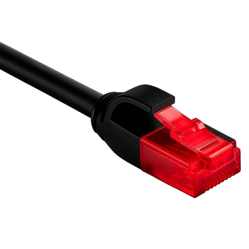 CAT 6 netwerkkabel slim, U/UTP, koperen geleider, 50 cm, met RJ45 CAT6-stekkers aan beide kabeluiteinden från Goobay i Svart – produktbild