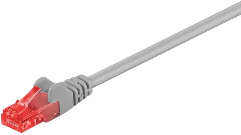 CAT 6 netwerkkabel U/UTP 30 m met CCA-geleider en vergulde contacten, RJ45-connectoren met knikbeveiliging, voor Gigabit Ethernet by Goobay in Grey – product photo
