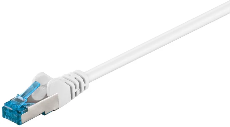 CAT 6a netwerkkabel 0,25 m S/FTP met kopergeleider en LSZH-mantel, RJ45-connectoren met vergrendelingsbeveiliging från Goobay i Vit – produktbild