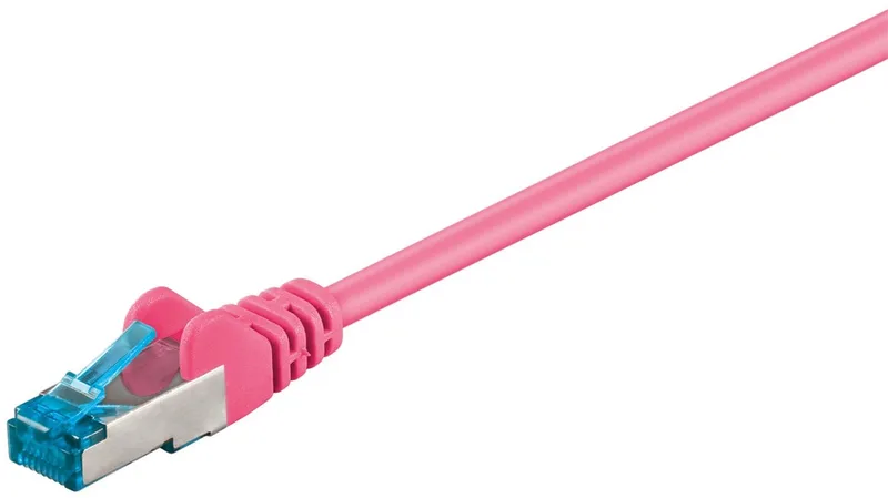 CAT 6a netwerkkabel 0,25 m S/FTP met kopergeleider en LSZH-mantel, RJ45-connectoren met vergulde contacten by Goobay in Magenta – product photo