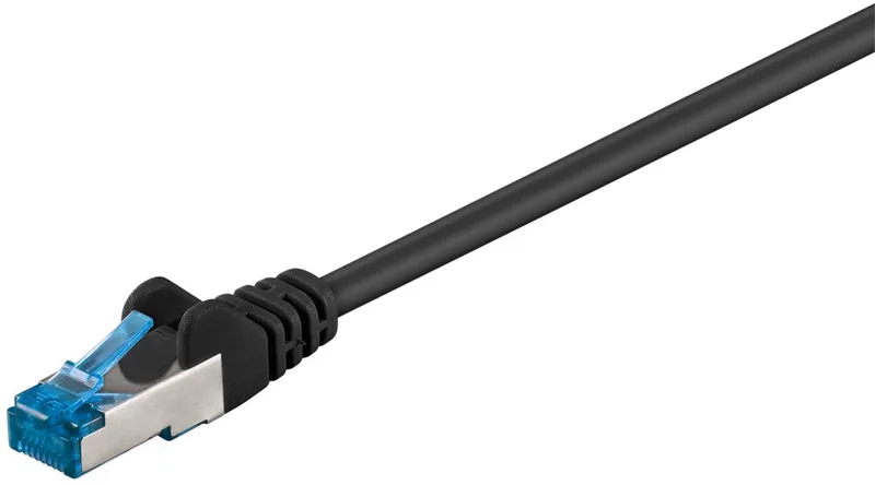 CAT 6a netwerkkabel 10 m S/FTP met kopergeleider en LSZH-mantel, RJ45-connectoren met knikbeveiliging by Goobay in Black – product photo