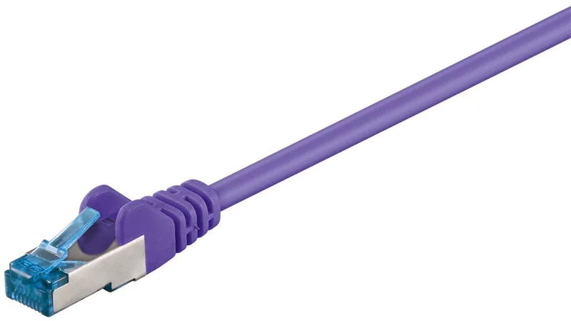 CAT 6a netwerkkabel 10 m S/FTP met kopergeleider en LSZH-mantel, RJ45-connectoren met vergrendelingsbeveiliging från Goobay i Lila – produktbild