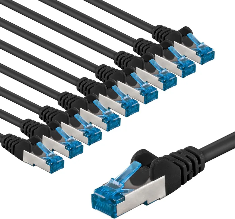 CAT 6A Netwerkkabel 10x1m S/FTP LSZH 10 Gbit/s Zwart de Goobay – photo produit