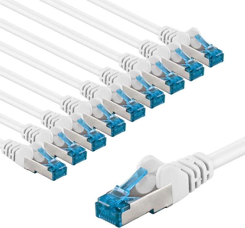 CAT 6A Netwerkkabel 10x1m S/FTP LSZH Wit 10 Gbit/s de Goobay – photo produit