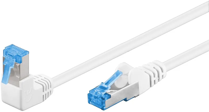 CAT 6a netwerkkabel 1x 90° haaks, S/FTP, 1 m by Goobay in White – product photo