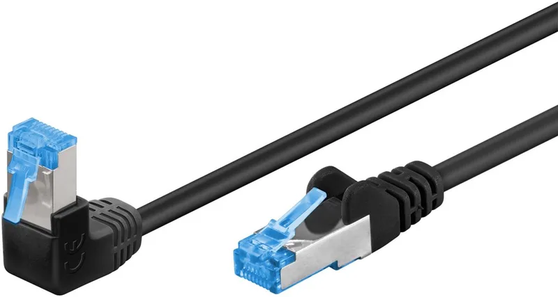 CAT 6a netwerkkabel 1x 90° haaks, S/FTP, 5 m från Goobay i Svart – produktbild