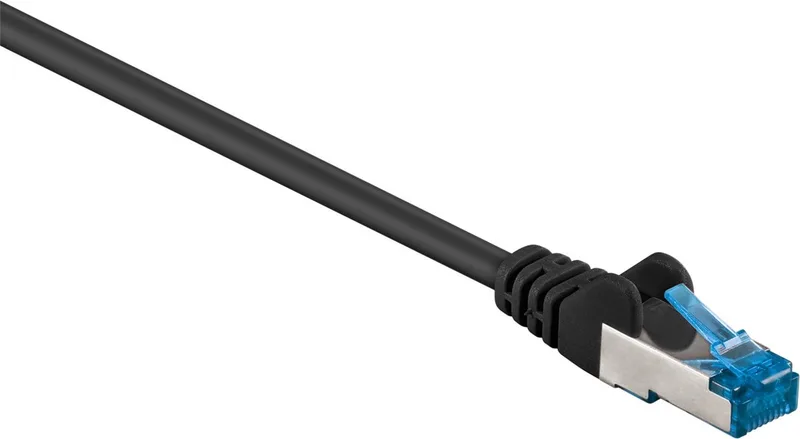 CAT 6a netwerkkabel 50 m S/FTP met kopergeleider en LSZH-mantel, RJ45-connectoren met knikbeveiliging de Goobay en Noir – photo produit