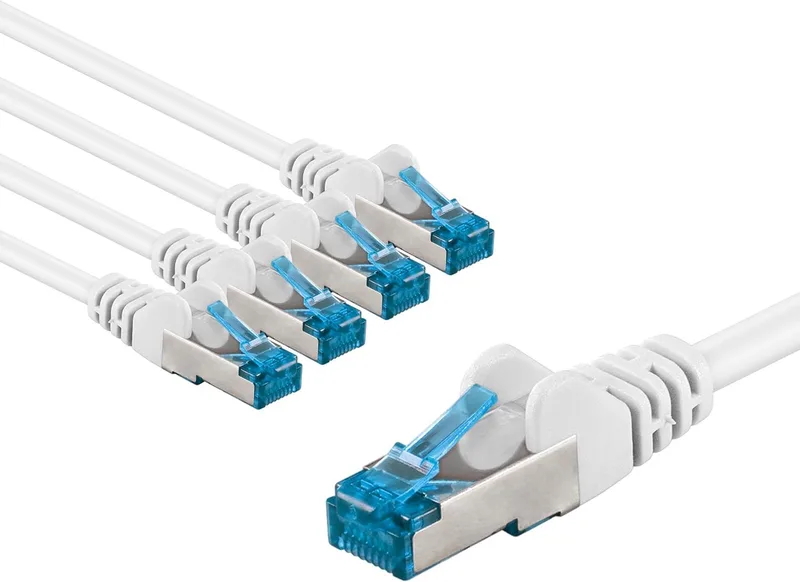 CAT 6A Netwerkkabel 5x 3m - S/FTP, LSZH, 10 Gbit/s Wit de Goobay – photo produit