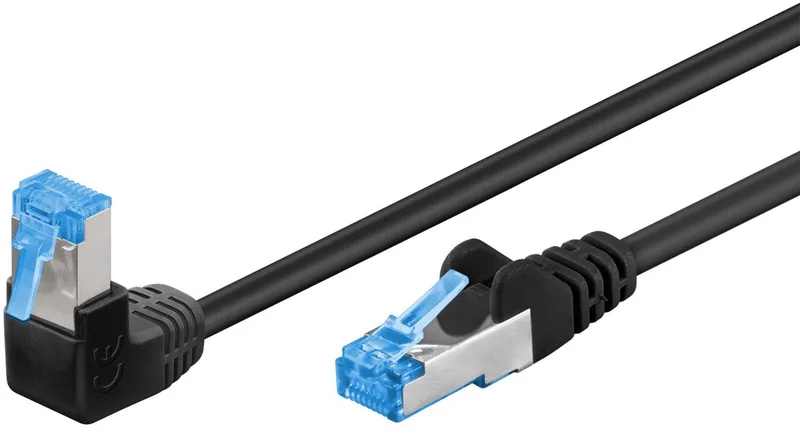 CAT 6a-netwerkkabel 90° haaks, S/FTP, 0,25 m by Goobay in Black – product photo