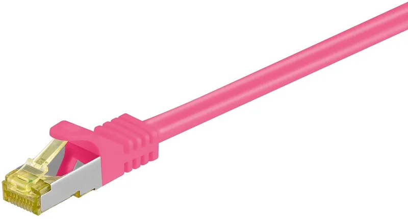 CAT 6a netwerkkabel RJ45 met CAT 7 kabel, S/FTP LSZH, 0,5 m från Goobay i Magenta – produktbild