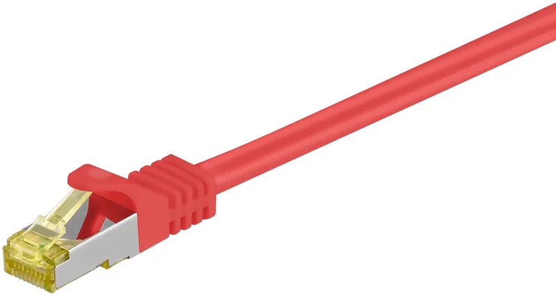 CAT 6a netwerkkabel RJ45 met CAT 7 kabel, S/FTP LSZH, 0,5 m från Goobay i Röd – produktbild