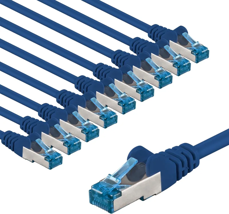 CAT 6A Netwerkkabel S/FTP 10x1m Blauw 10 Gbit/s LSZH by Goobay – product photo