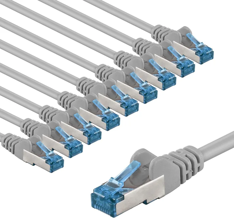 CAT 6A Netwerkkabel S/FTP LSZH 10x2m - 10 Gbit/s Grijs fra Goobay – produktbillede