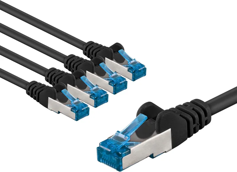 Cat 6a Netwerkkabel S/FTP LSZH 5x 5m Zwart 10 Gbit/s by Goobay – product photo