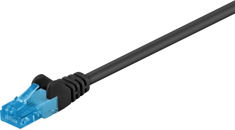 CAT 6a netwerkkabel U/UTP 50 cm met kopergeleider, halogeenvrije LSZH-mantel en vergulde RJ45-contacten voor Gigabit Ethernet by Goobay in Black – product photo
