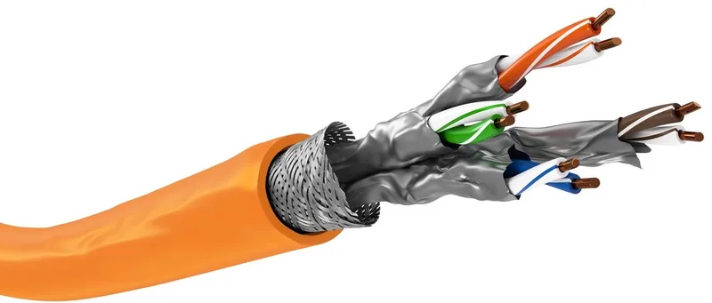 CAT 7A netwerkkabel S/FTP (PiMF) 500 m massief koper AWG 23/1 (solid), LSZH de Goobay en Orange – photo produit