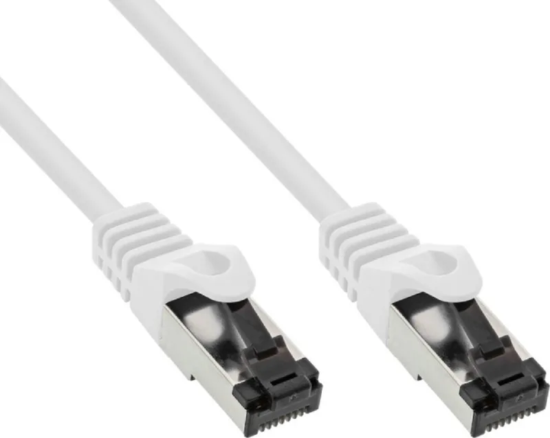 CAT 8.1 netwerkkabel 5 m S/FTP met koperen geleider en LSZH-mantel, RJ45-stekkers met vergulde contacten, voor Power over Ethernet van Goobay in Wit – productfoto