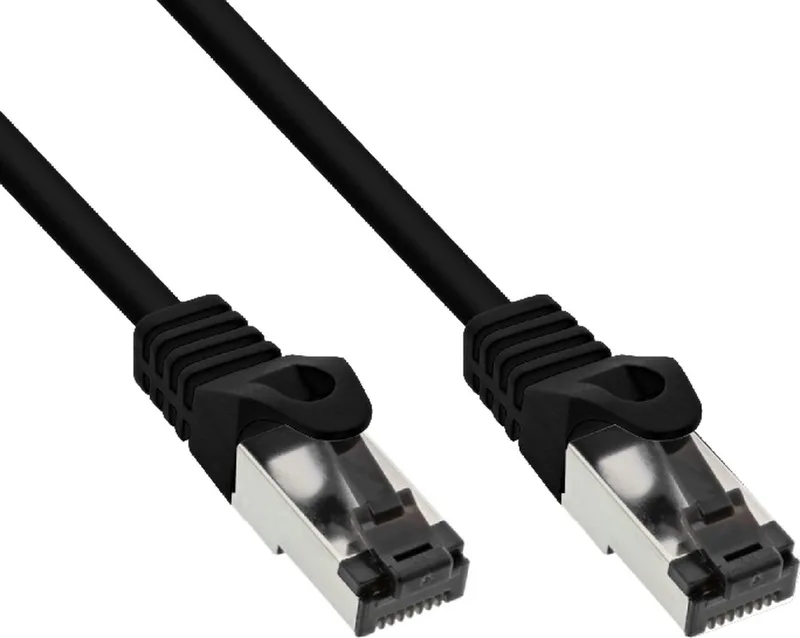 CAT 8.1 netwerkkabel 5 m S/FTP met koperen geleider en LSZH-mantel, RJ45-stekkers met vergulde contacten, voor 25G en 40G Ethernet van Goobay in Zwart – productfoto