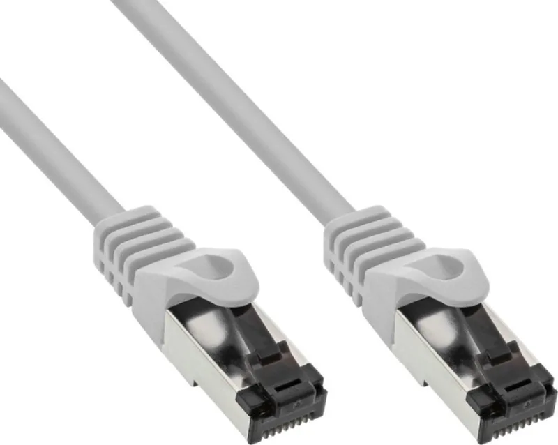 CAT 8.1 netwerkkabel 5 m S/FTP met koperen geleider en LSZH-mantel, RJ45-stekkers met vergulde contacten, neerwaarts compatibel tot 10G van Goobay in Grijs – productfoto