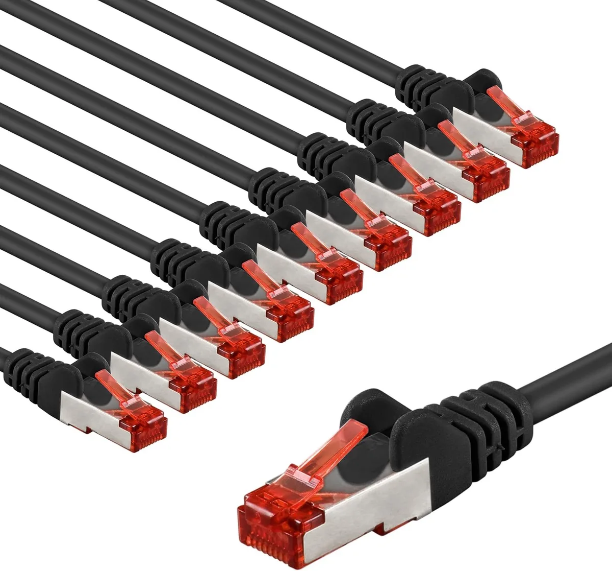 CAT6 Netwerkkabel 10x3m S/FTP PiMF LSZH Zwart 10 Gbit/s by Goobay – product photo
