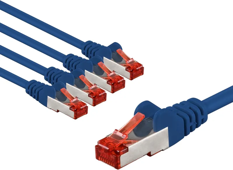 CAT6 Netwerkkabel S/FTP 5x3m Blauw LSZH 10 Gbit/s från Goobay – produktbild