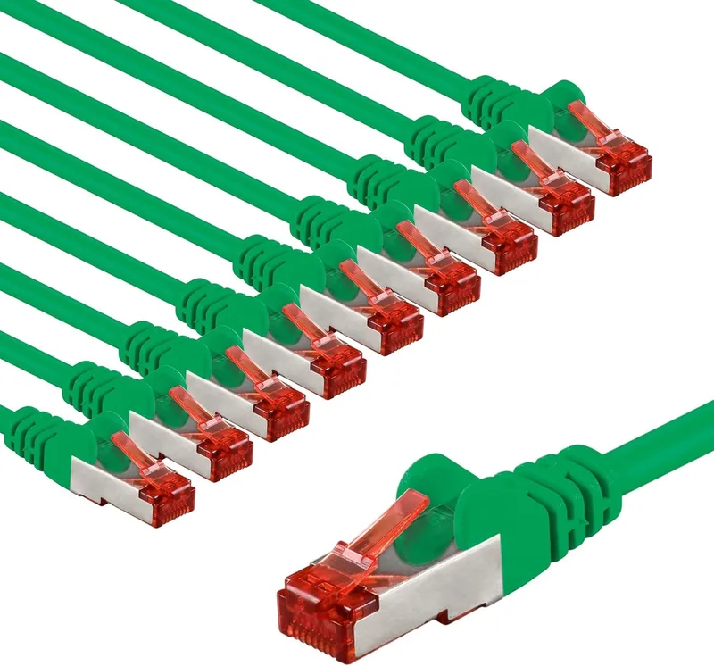CAT6 Netwerkkabel Set - 10x 1m Groen, S/FTP, LSZH, 10 Gbit/s by Goobay – product photo